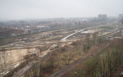 Contouren park worden zichtbaar in vroege voorjaar 2018